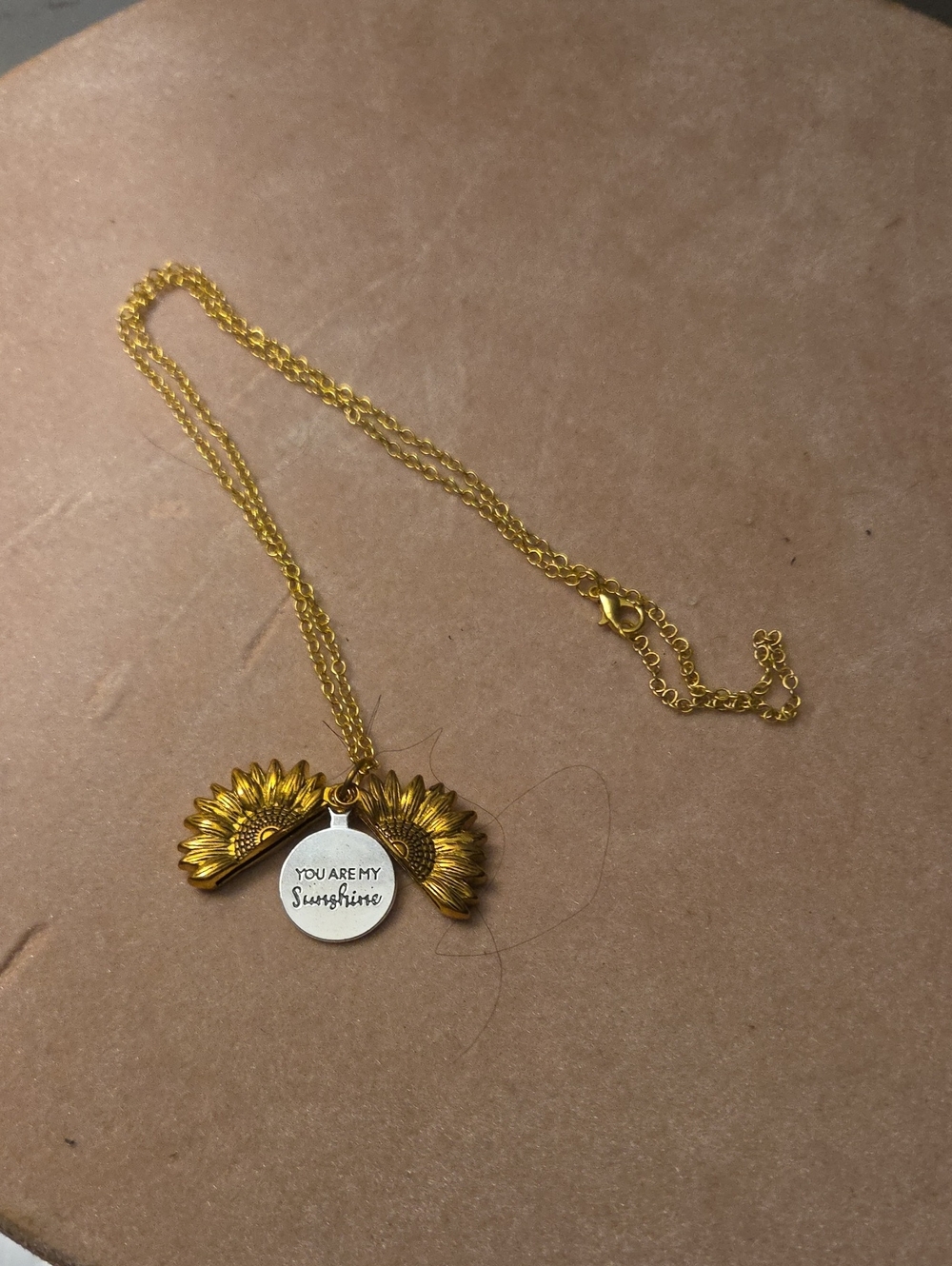 Gold Sunflower 'You Are My Sunshine' Pendant Necklace